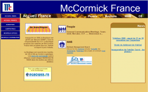 Page d'accueil de l'intranet McCormick France