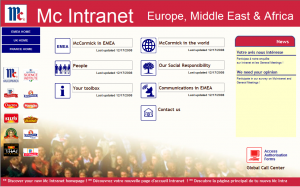Page d'accueil de l'intranet global EMEA