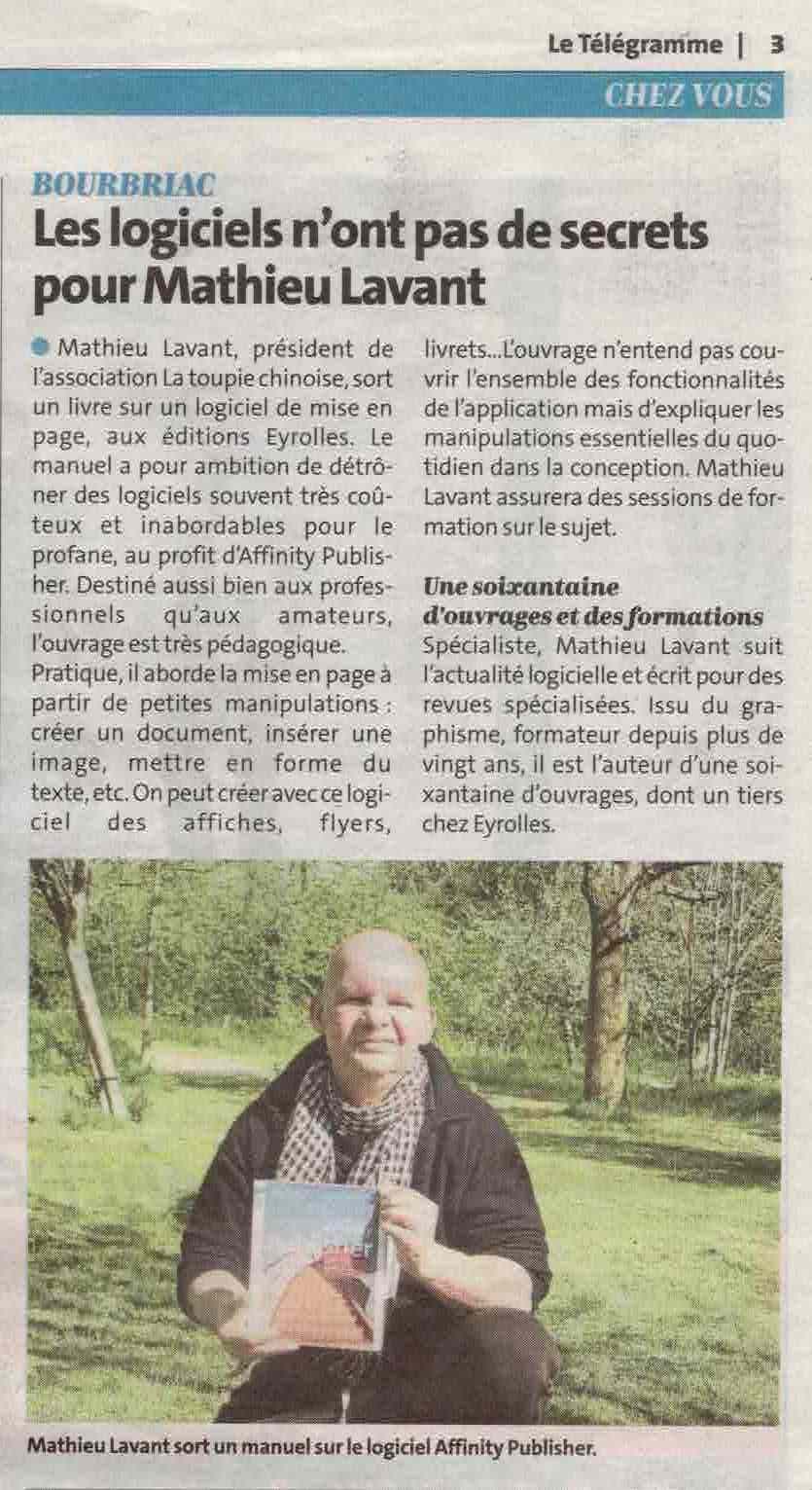Article Affinity Publisher - Le Télégramme 22-05-21